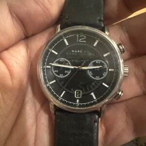 Working Marc Jacobs M711604 Black chronograph Mens watch New Battery 42mm Fit 8"